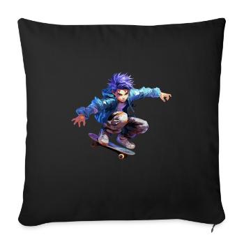 Anime Skater - Housse de coussin décorative 45 x 45 cm - noir - Devant