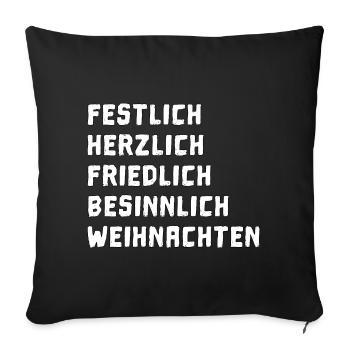 Frohe Weihnacht und besinnliches Heilig Abend - Sofakissenbezug 45 x 45 cm - Schwarz - Vorne
