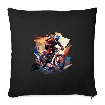 Cooles Mountainbiker T-Shirt Design, Polygon Style - Sofakissenbezug 45 x 45 cm - Schwarz - Vorne