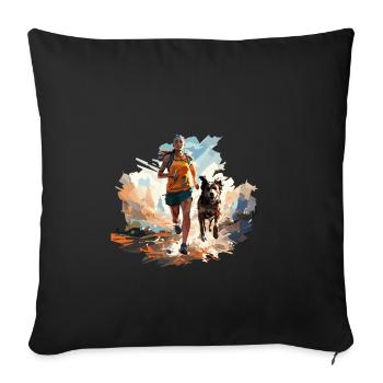 Coureur génial avec conception de polygone de chien - Housse de coussin décorative 45 x 45 cm - noir - Devant