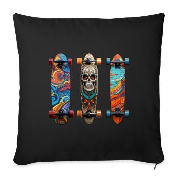 Cooles Longboard Design - Sofakissenbezug 45 x 45 cm - Schwarz - Vorne