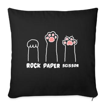 Ciseaux mignons Papier de pierre Pattes de chat drôle - Housse de coussin décorative 45 x 45 cm - noir - Devant