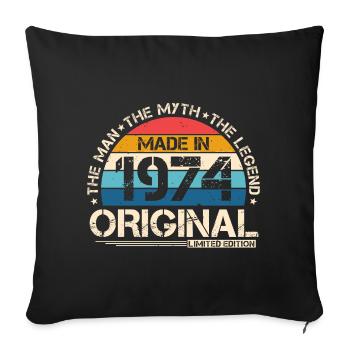1974 Vintage Born Man Myth Legend - Sofa pillowcase 17,3'' x 17,3'' (45 x 45 cm) - black - Front