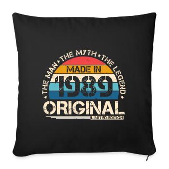 1989 Vintage Born Man Myth Legend - Housse de coussin décorative 45 x 45 cm - noir - Devant