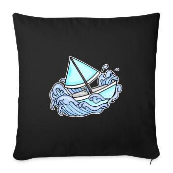 voilier voilier - Housse de coussin décorative 45 x 45 cm - noir - Devant