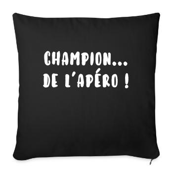 Champion de l’apéro - Housse de coussin décorative 45 x 45 cm - noir - Devant