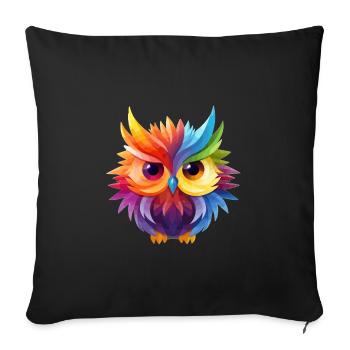 Colorful owl design - Sofa pillowcase 17,3'' x 17,3'' (45 x 45 cm) - black - Front