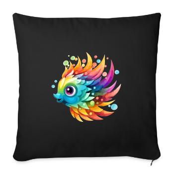 Drôle de poisson coloré - Housse de coussin décorative 45 x 45 cm - noir - Devant