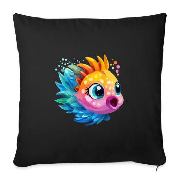 Poissons Colorés - Housse de coussin décorative 45 x 45 cm - noir - Devant