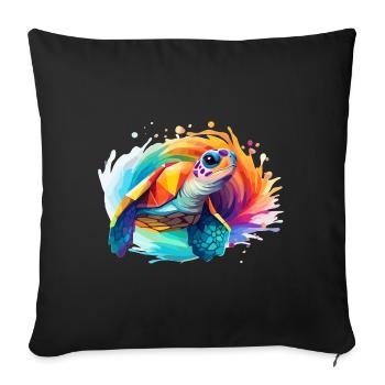 Sea Turtle Design - Sofa pillowcase 17,3'' x 17,3'' (45 x 45 cm) - black - Front