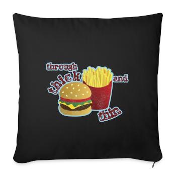 Burger avec frites - Housse de coussin décorative 45 x 45 cm - noir - Devant