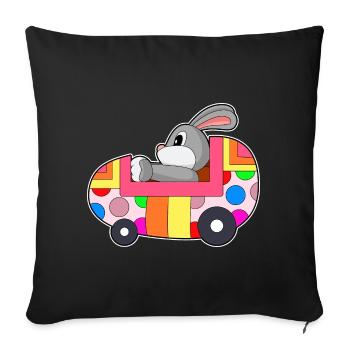 Voiture de Pâques Bunny - Housse de coussin décorative 45 x 45 cm - noir - Devant