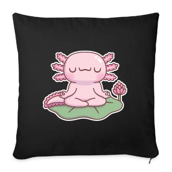 Cute Axolotl Meditating On Lotus Leaf - Sofa pillowcase 17,3'' x 17,3'' (45 x 45 cm) - black - Front