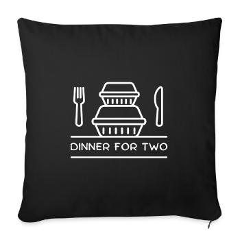 Dinner for two – takeaway boxes, fork, knife. - Sofa pillowcase 17,3'' x 17,3'' (45 x 45 cm) - black - Front