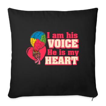 Balloon Autistic Autism Voice Heart Puzzle Piece - Sofa pillowcase 17,3'' x 17,3'' (45 x 45 cm) - black - Front