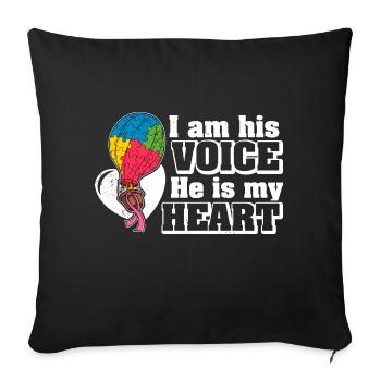 Balloon Autistic Autism Voice Heart Puzzle Piece - Sofa pillowcase 17,3'' x 17,3'' (45 x 45 cm) - black - Front