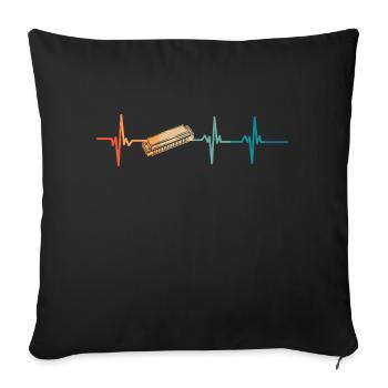 Battement de cœur harmonica - Housse de coussin décorative 45 x 45 cm - noir - Devant