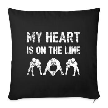 Mon cœur est en jeu - Joueur de ligne de football I - Housse de coussin décorative 45 x 45 cm - noir - Devant