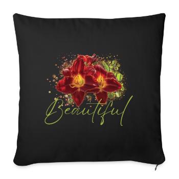 Beautiful Euphrosyne Flowers - Sofa pillowcase 17,3'' x 17,3'' (45 x 45 cm) - black - Front
