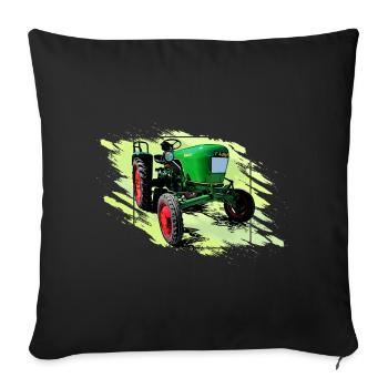 Dieselross F12 Oldtimer Traktor - Sofakissenbezug 45 x 45 cm - Schwarz - Vorne
