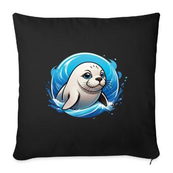 Seal in the water - Sofa pillowcase 17,3'' x 17,3'' (45 x 45 cm) - black - Front