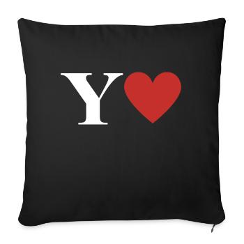 Lettre y cœur rouge - Housse de coussin décorative 45 x 45 cm - noir - Devant