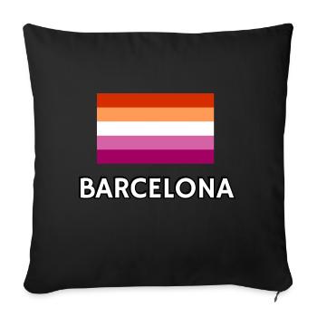 Drapeau de la fierté lesbienne de Barcelone - Housse de coussin décorative 45 x 45 cm - noir - Devant
