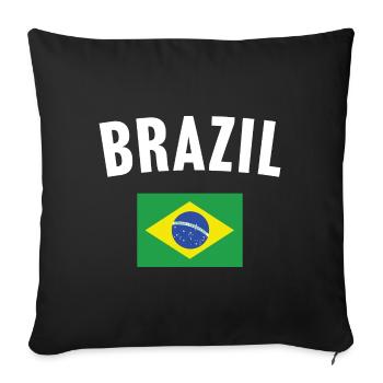 Brazil Flag - Sofa pillowcase 17,3'' x 17,3'' (45 x 45 cm) - black - Front