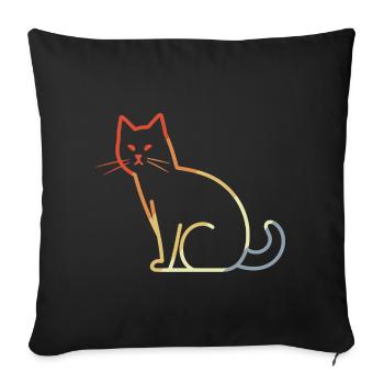 Chat rétro - Housse de coussin décorative 45 x 45 cm - noir - Devant