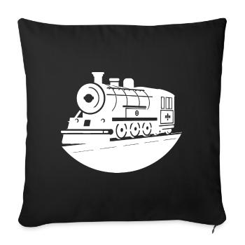 Locomotive Drawing - Sofa pillowcase 17,3'' x 17,3'' (45 x 45 cm) - black - Front