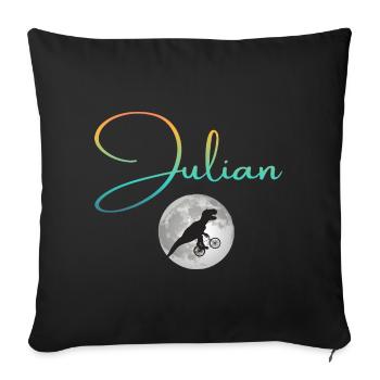 JULIAN - Beautiful boy name with dinosaur - Sofa pillowcase 17,3'' x 17,3'' (45 x 45 cm) - black - Front