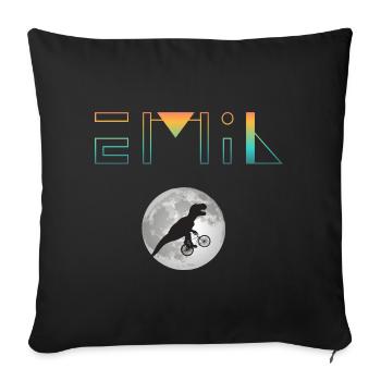 EMIL - Beautiful boy name with dinosaur - Sofa pillowcase 17,3'' x 17,3'' (45 x 45 cm) - black - Front