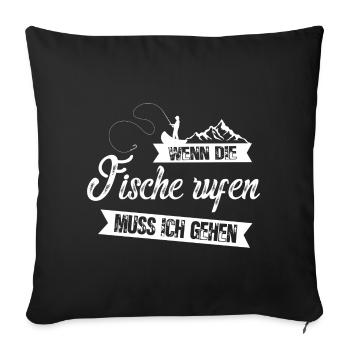 Wenn die Fische rufen muss ich gehen - Sofakissenbezug 45 x 45 cm - Schwarz - Vorne