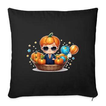 Citrouille garçon avec lunettes de soleil Halloween - Housse de coussin décorative 45 x 45 cm - noir - Devant