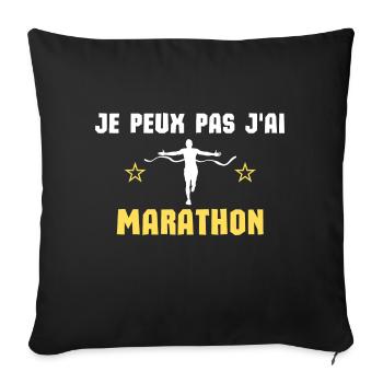 je peux pas j'ai marathon - Housse de coussin décorative 45 x 45 cm - noir - Devant