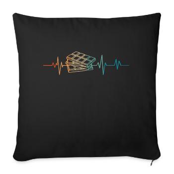Battement de coeur rétro tablette de chocolat - Housse de coussin décorative 45 x 45 cm - noir - Devant