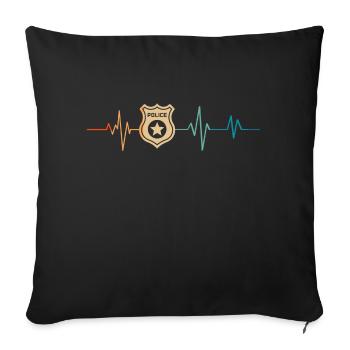 Retro Policeman Heartbeat - Sofa pillowcase 17,3'' x 17,3'' (45 x 45 cm) - black - Front