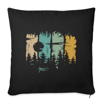 Retro Moon & Forest Design – Free Lettering & Nature - Sofa pillowcase 17,3'' x 17,3'' (45 x 45 cm) - black - Front
