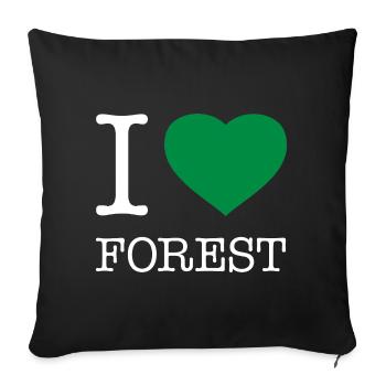 I LOVE FOREST - Sofakissenbezug 45 x 45 cm - Schwarz - Vorne