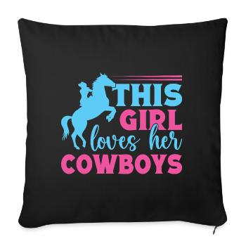Western Rider Cette fille aime ses cow-boys Cowgirls - Housse de coussin décorative 45 x 45 cm - noir - Devant