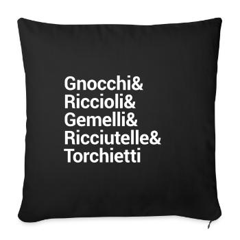 Typography of Classic Italian Pasta Names - Sofa pillowcase 17,3'' x 17,3'' (45 x 45 cm) - black - Front