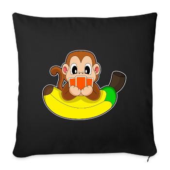 Affe Poker Pokerkarten - Sofakissenbezug 45 x 45 cm - Schwarz - Vorne