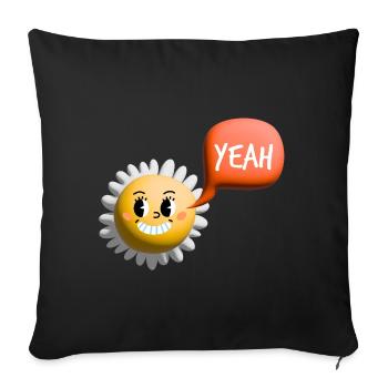 sonne yeah 3d - Sofakissenbezug 45 x 45 cm - Schwarz - Vorne