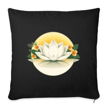 Fleur de lotus blanc - Design floral d’été - Housse de coussin décorative 45 x 45 cm - noir - Devant