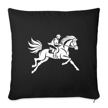 Cavalier et cheval - Housse de coussin décorative 45 x 45 cm - noir - Devant
