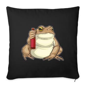 Frosch Flasche Bier - Sofakissenbezug 45 x 45 cm - Schwarz - Vorne