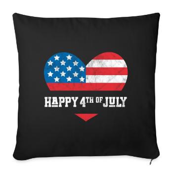 Joyeux 4 juillet - Housse de coussin décorative 45 x 45 cm - noir - Devant