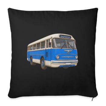 Vieux bus bleu - Housse de coussin décorative 45 x 45 cm - noir - Devant