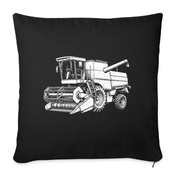 Moissonneuse Field Giant sur pneu - Housse de coussin décorative 45 x 45 cm - noir - Devant