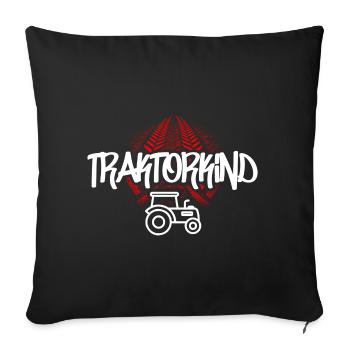 Traktorkind – Mit Erde unter den Reifen - Sofakissenbezug 45 x 45 cm - Schwarz - Vorne